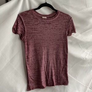 We The Free Waffle Knit Burgundy Tee Shirt Small Boho Soft Skimming Indie Sleaze